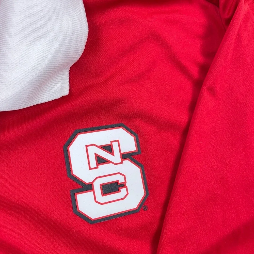 NC State Wolfpack Polo Shirt Men XXL 2XL‎ Red White Adidas Performance Wicking